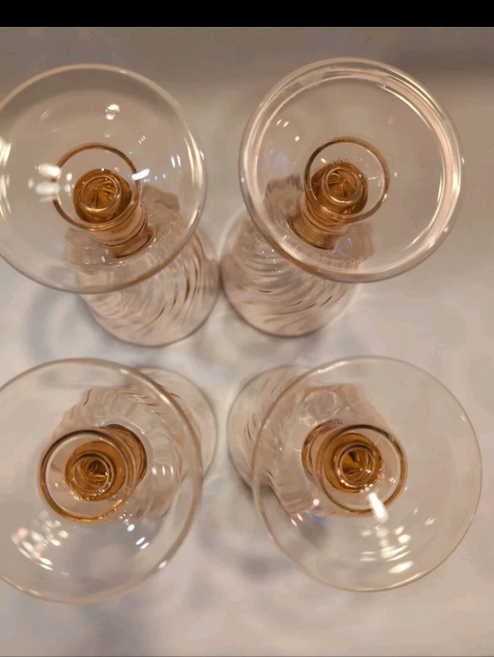 Wine Glasses Set of 4 Rosaline Pink Swirl Arcoroc France 5.75″  Vintage 1970s